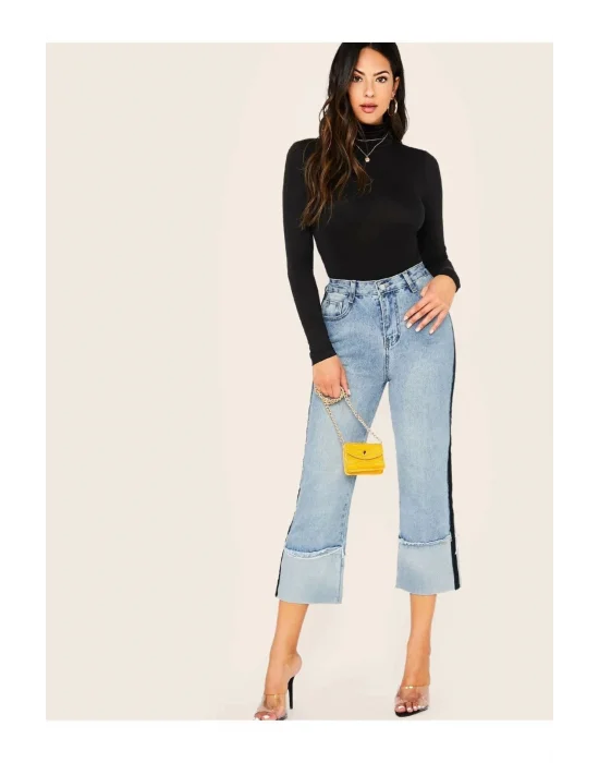 Kadın Siyah Uzun Kol Ipek Jarse Bodysuit