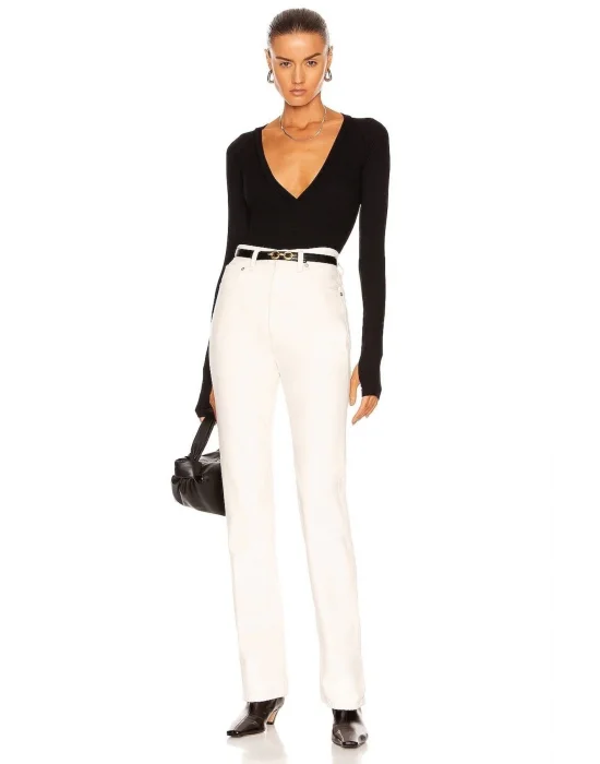 Kadın Siyah Uzun Kollu Ipek Jarse Bodysuit