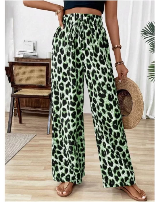 Kadın Süprem Kumaş Beli Lastikli Leopar Desen Pantolon