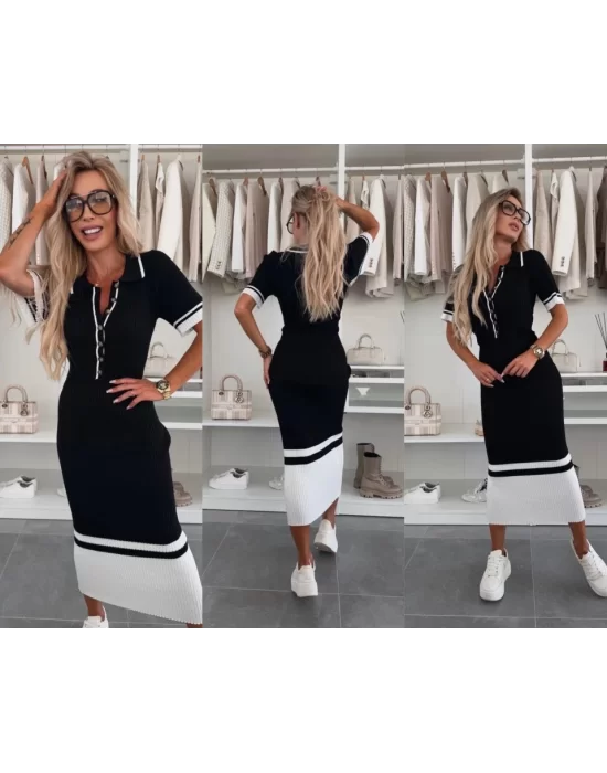 Kadın Triko Polo Yaka Midi Boy Elbise