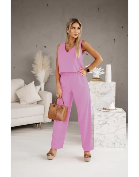Kadın Üstü V Yaka Kolsuz Krop Alt Beli Lastikli Pantalon İki İplik Takım