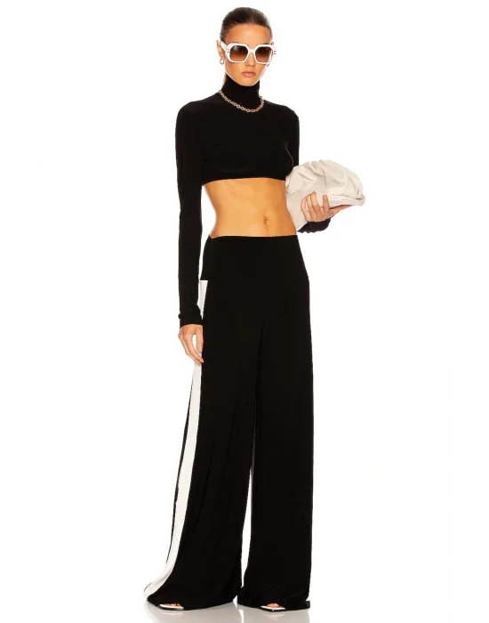 Kadın Uzun Kol Balıkçı Yaka Crop Top