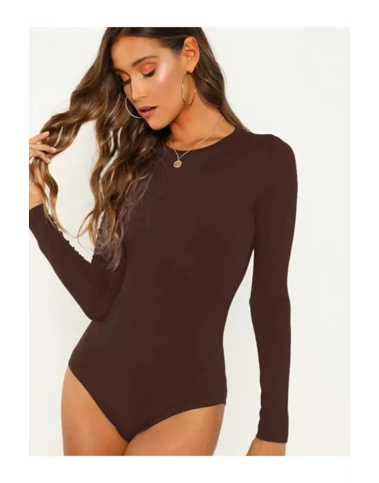 Kadın Uzun Kol Ipek Jarse Bodysuit