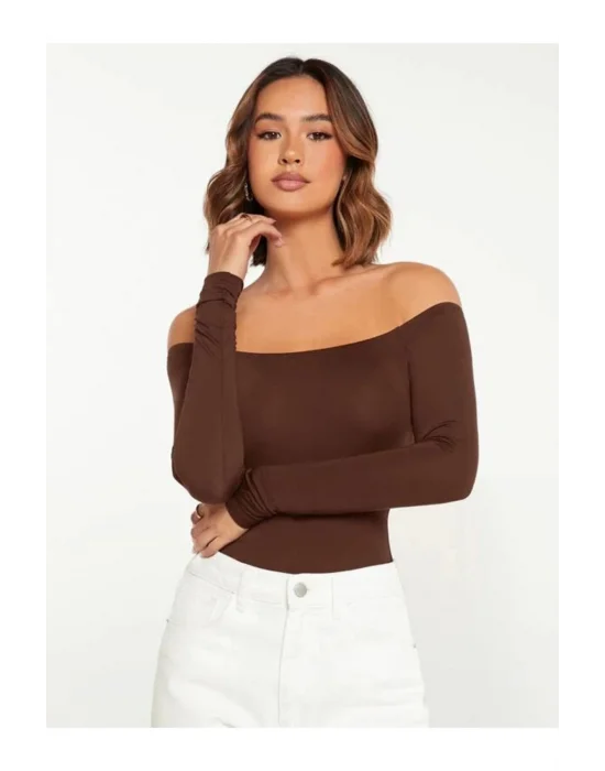 Kadın Uzun Kol Ipek Jarse Bodysuit