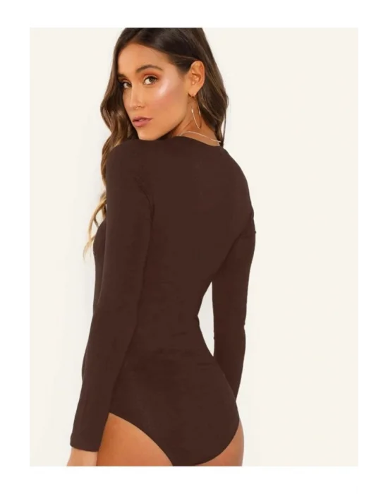 Kadın Uzun Kol Ipek Jarse Bodysuit