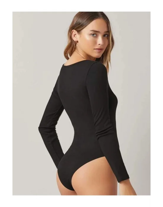 Kadın Uzun Kol Ipek Jarse Bodysuit