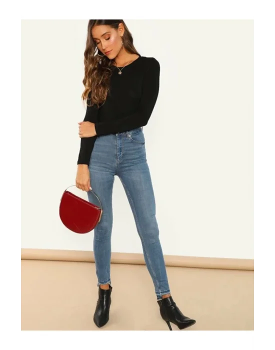 Kadın Uzun Kol Ipek Jarse Bodysuit