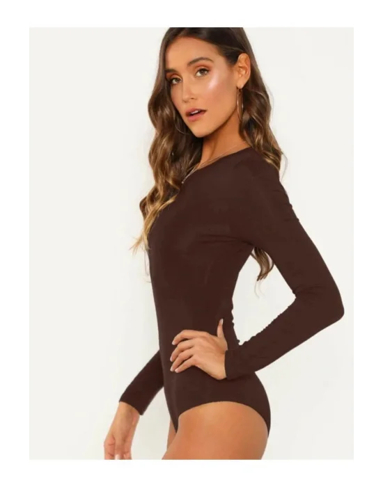 Kadın Uzun Kol Ipek Jarse Bodysuit