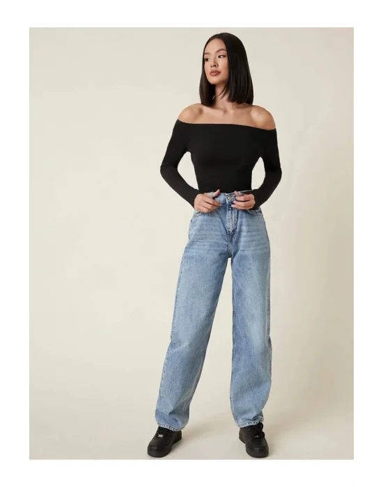 Kadın Uzun Kol Ipek Jarse Straplez Body