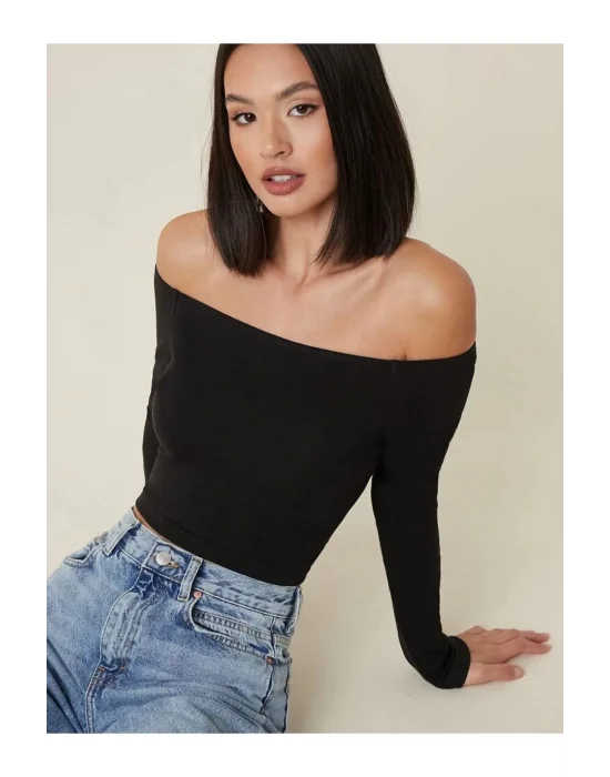 Kadın Uzun Kol Ipek Jarse Straplez Body