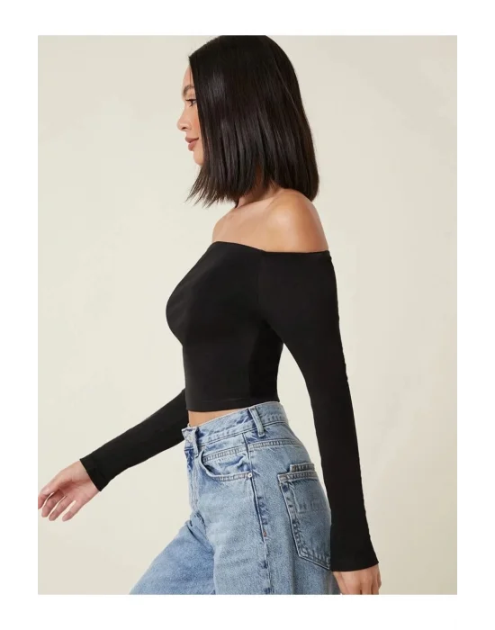 Kadın Uzun Kol Ipek Jarse Straplez Body