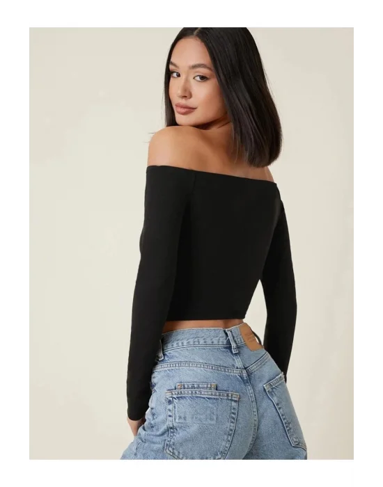 Kadın Uzun Kol Ipek Jarse Straplez Body