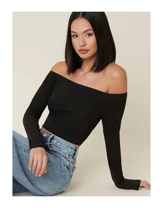 Kadın Uzun Kol Ipek Jarse Straplez Body