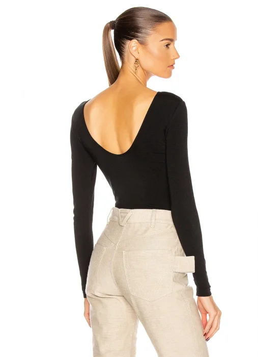 Kadın Uzun Kol Sırt Dekolteli Bodysuit