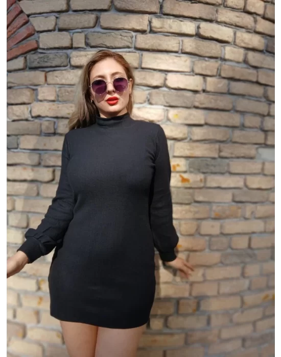 Kadın Uzun Kollu Balıkçı Yaka şardonlu Kaşkorse Elbise