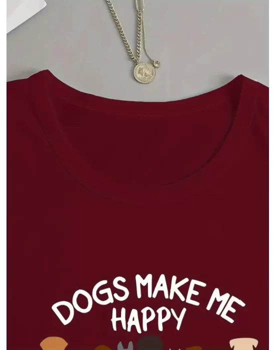 Kadın Uzun Kollu Bisiklet Yaka Köpek Resimli Viskon Bluz