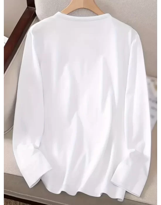 Kadın Uzun Kollu Bisiklet Yakabe Youdesenli Viskon Bluz