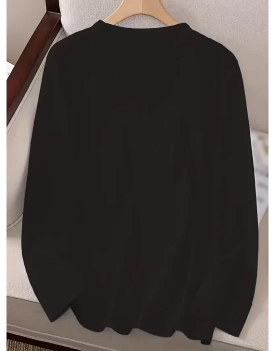 Kadın Uzun Kollu Bisiklet Yakabe Youdesenli Viskon Bluz