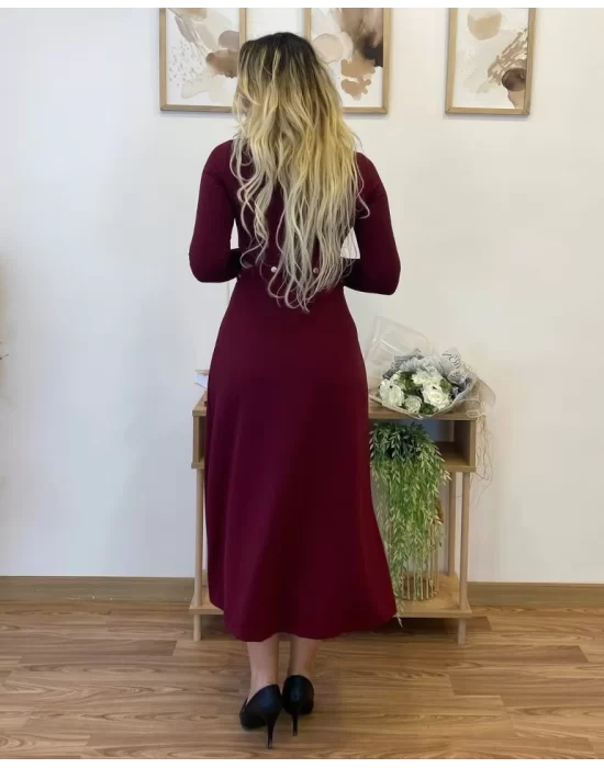 Kadın Uzun Kollu çıtçıtlı Viskon Krop Bluz Ve Yırtmaçlı Etek Istenildiğinde Elbise Olan Ikili Takım