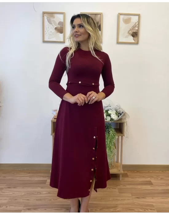Kadın Uzun Kollu çıtçıtlı Viskon Krop Bluz Ve Yırtmaçlı Etek Istenildiğinde Elbise Olan Ikili Takım