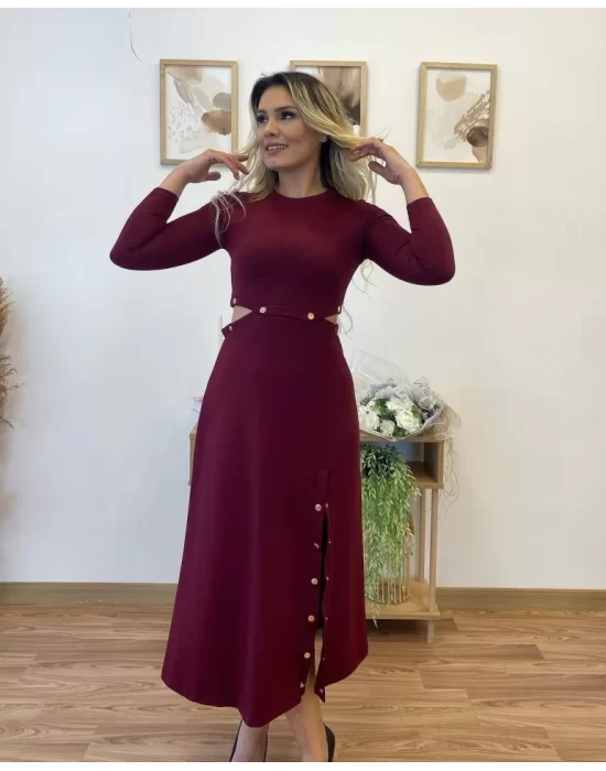 Kadın Uzun Kollu çıtçıtlı Viskon Krop Bluz Ve Yırtmaçlı Etek Istenildiğinde Elbise Olan Ikili Takım
