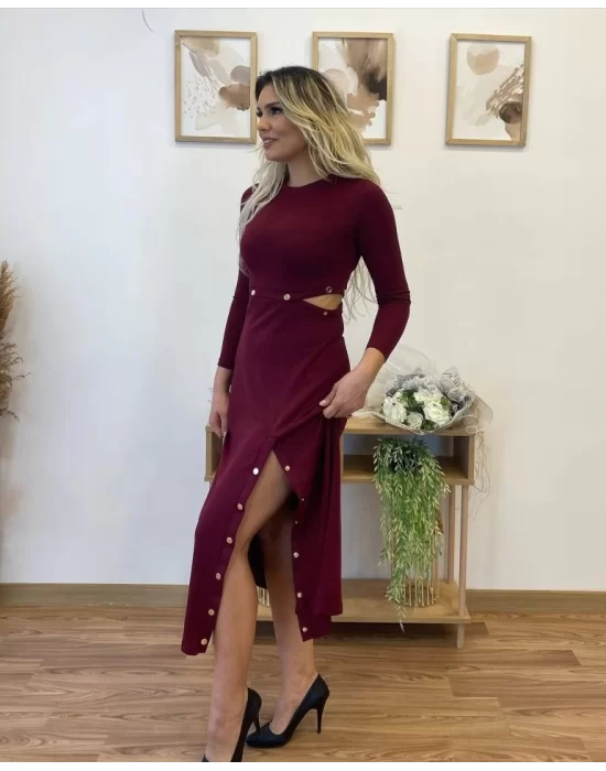 Kadın Uzun Kollu çıtçıtlı Viskon Krop Bluz Ve Yırtmaçlı Etek Istenildiğinde Elbise Olan Ikili Takım