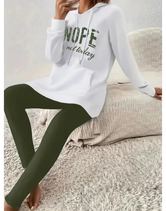 Kadın Uzun Kollu Kapşonlu Bağcıklı Viskon Iki Iplik Sweat