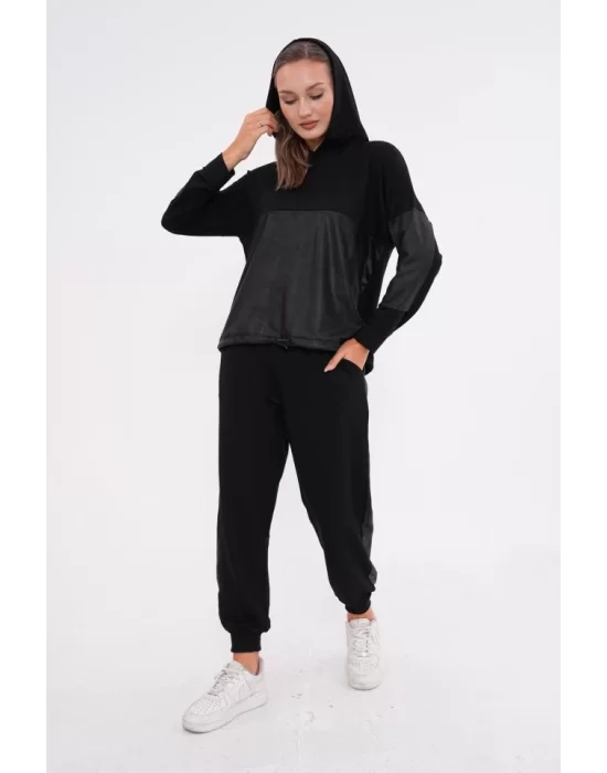 Kadın Uzun Kollu Kapüşonlu Oversize Sweat Ve Pantolon Ikili Takım