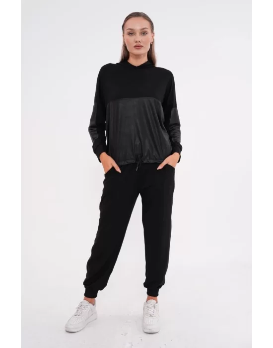 Kadın Uzun Kollu Kapüşonlu Oversize Sweat Ve Pantolon Ikili Takım
