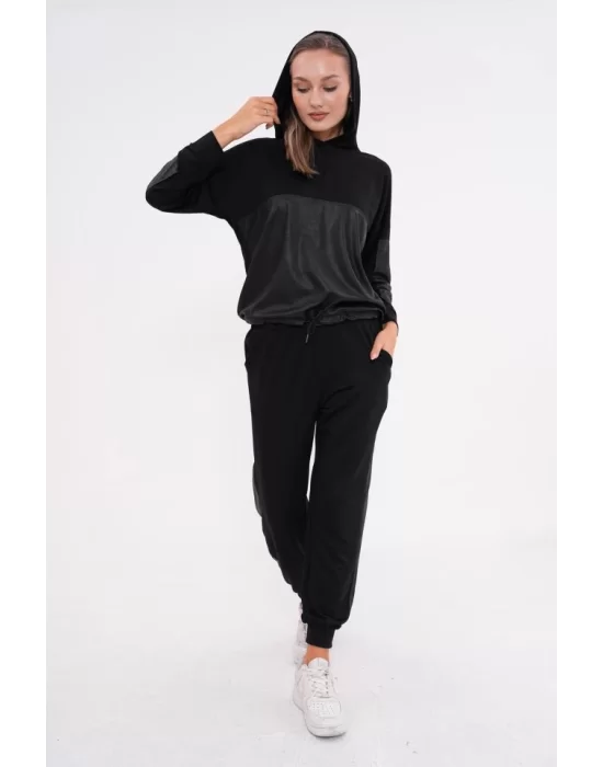 Kadın Uzun Kollu Kapüşonlu Oversize Sweat Ve Pantolon Ikili Takım