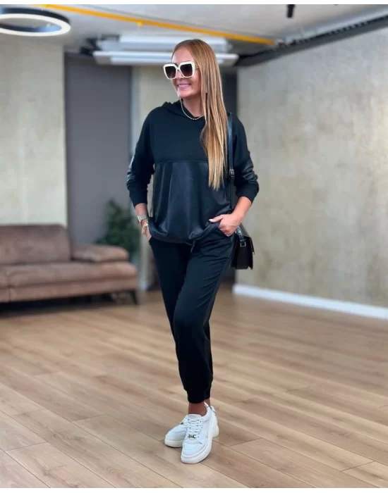 Kadın Uzun Kollu Kapüşonlu Oversize Sweat Ve Pantolon Ikili Takım