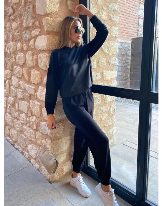Kadın Uzun Kollu Kapüşonlu Oversize Sweat Ve Pantolon Ikili Takım