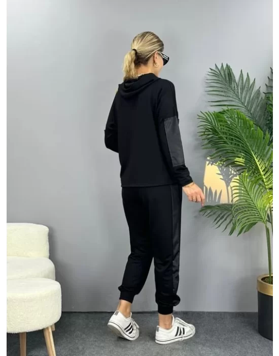 Kadın Uzun Kollu Kapüşonlu Oversize Sweat Ve Pantolon Ikili Takım