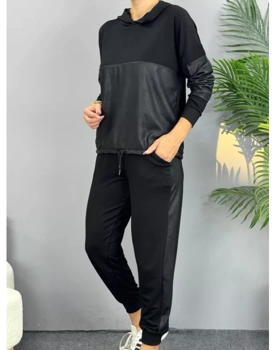 Kadın Uzun Kollu Kapüşonlu Oversize Sweat Ve Pantolon Ikili Takım