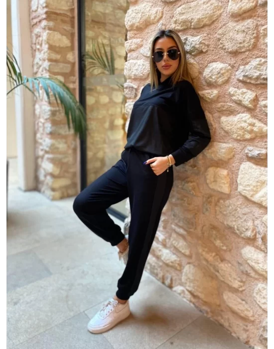 Kadın Uzun Kollu Kapüşonlu Oversize Sweat Ve Pantolon Ikili Takım