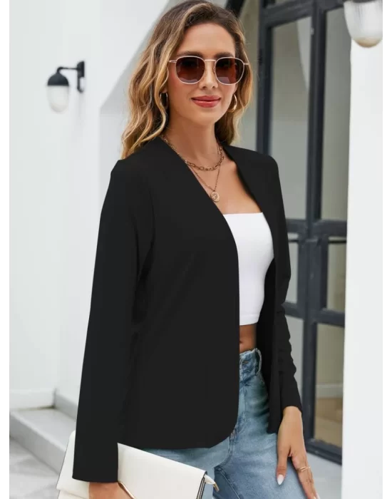 Kadın Uzun Kollu önü Açık Ithal Krep Blazer Ceket