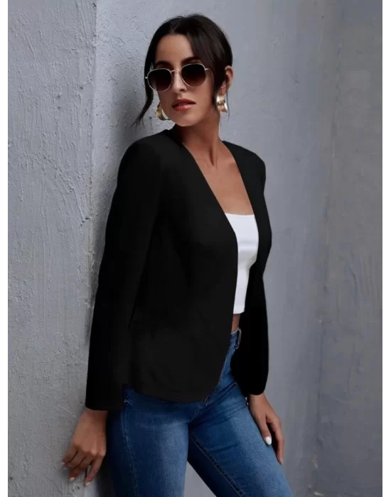 Kadın Uzun Kollu önü Açık Ithal Krep Blazer Ceket