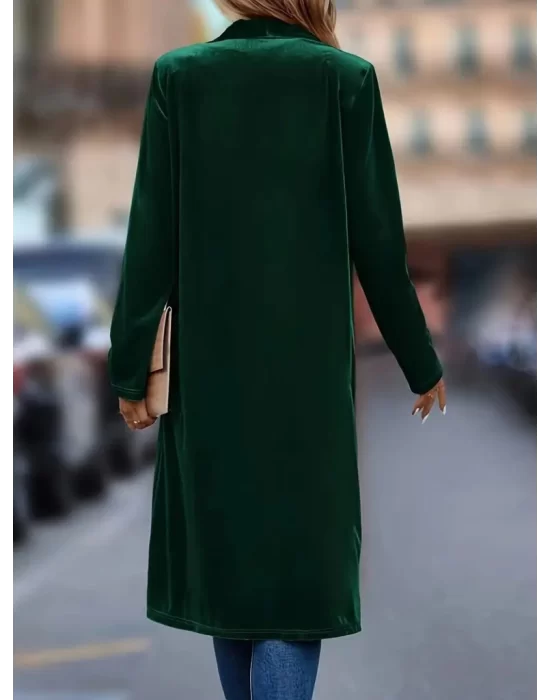 Kadın Uzun Kollu önü Açık Kolları Uzun Midi Ceket