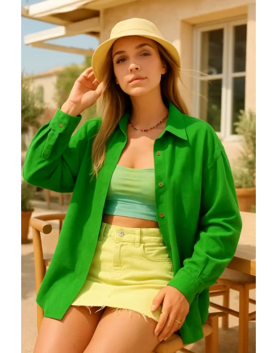 Kadın Uzun Kollu Oversize Gömlek