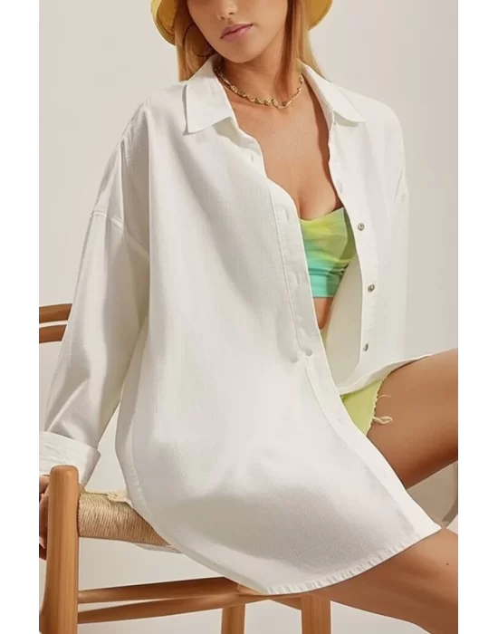 Kadın Uzun Kollu Oversize Gömlek
