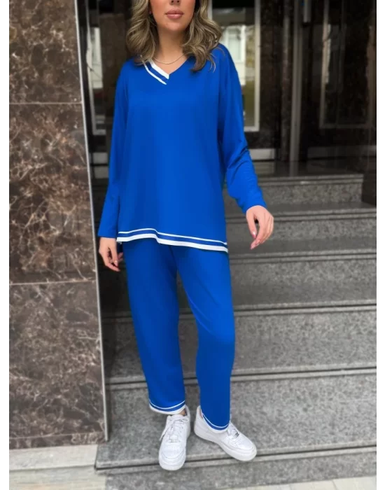 Kadın Uzun Kollu Ribana Detay Viskon Iki Iplik Ikili Takım