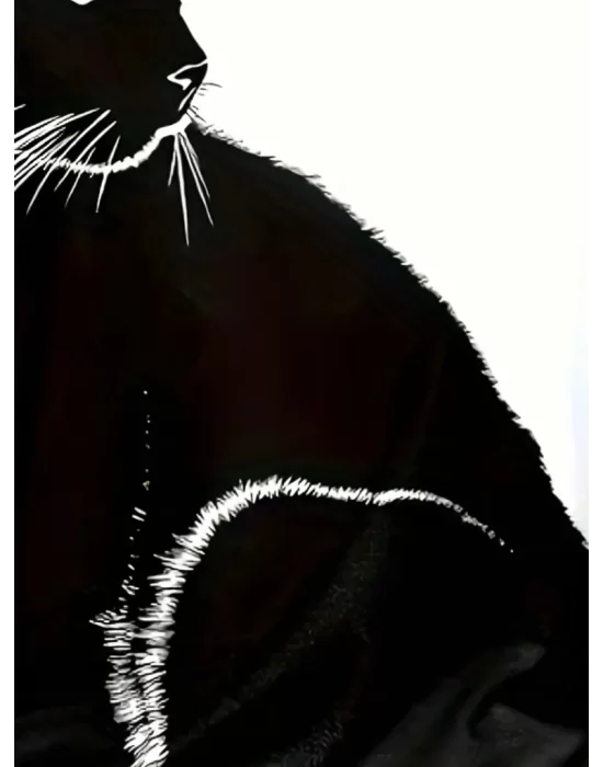Kadın Uzun Kollu V Yakalı Kedi Baskılı şardonlu Dalgıç Bluz