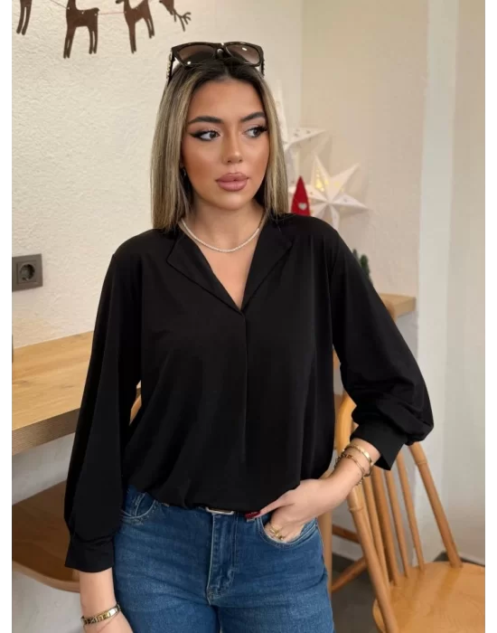 Kadın Uzun Kollu V Yakalı Sandy Bluz