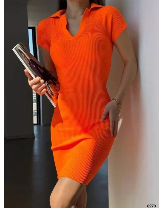 Kadın V Yaka Triko Elbise