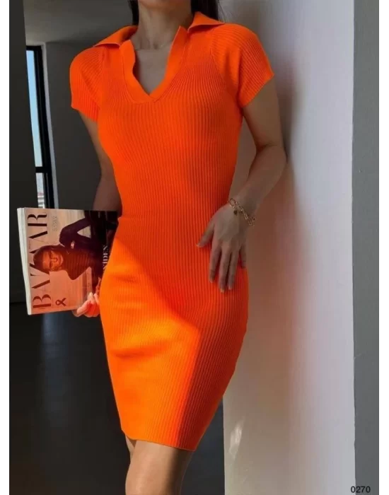 Kadın V Yaka Triko Elbise