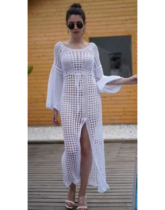 Kadın Yarasa Kol Triko Maxi Boy Pareo