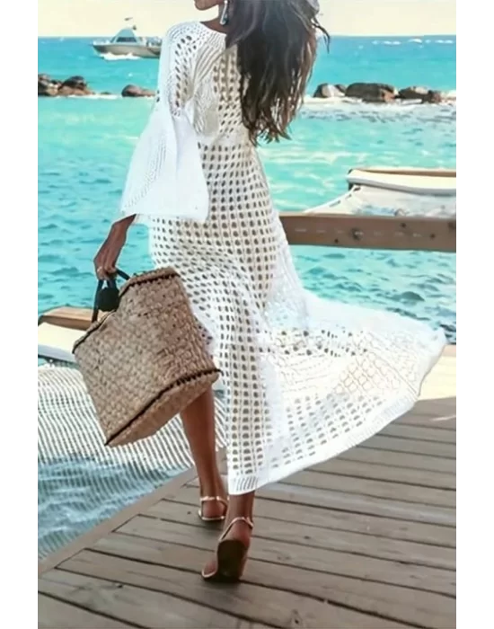 Kadın Yarasa Kol Triko Maxi Boy Pareo