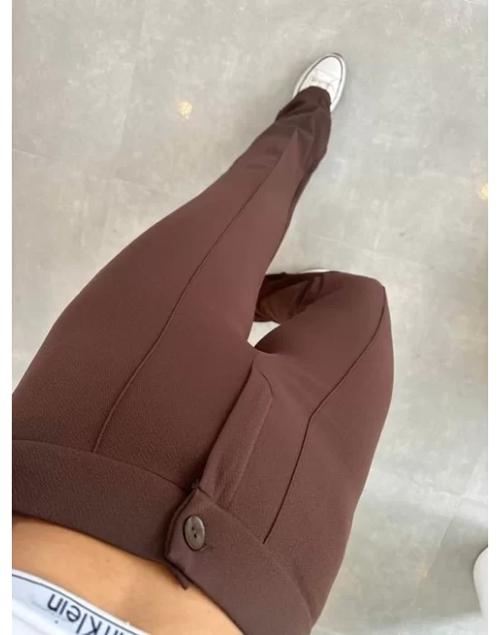 Kadın Yüksek Bel Full Likralı Krep Kumaş Pantolon
