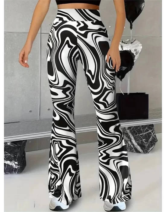 Kadın Yüksek Bel Zebra Desenli Tayt