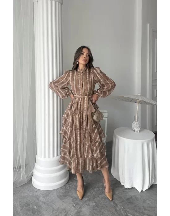 Bebe Mavi Uzun Volanlı Elbise